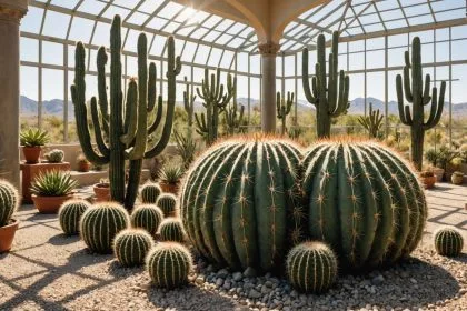 Composition de cactus dans un intérieur zen et moderne