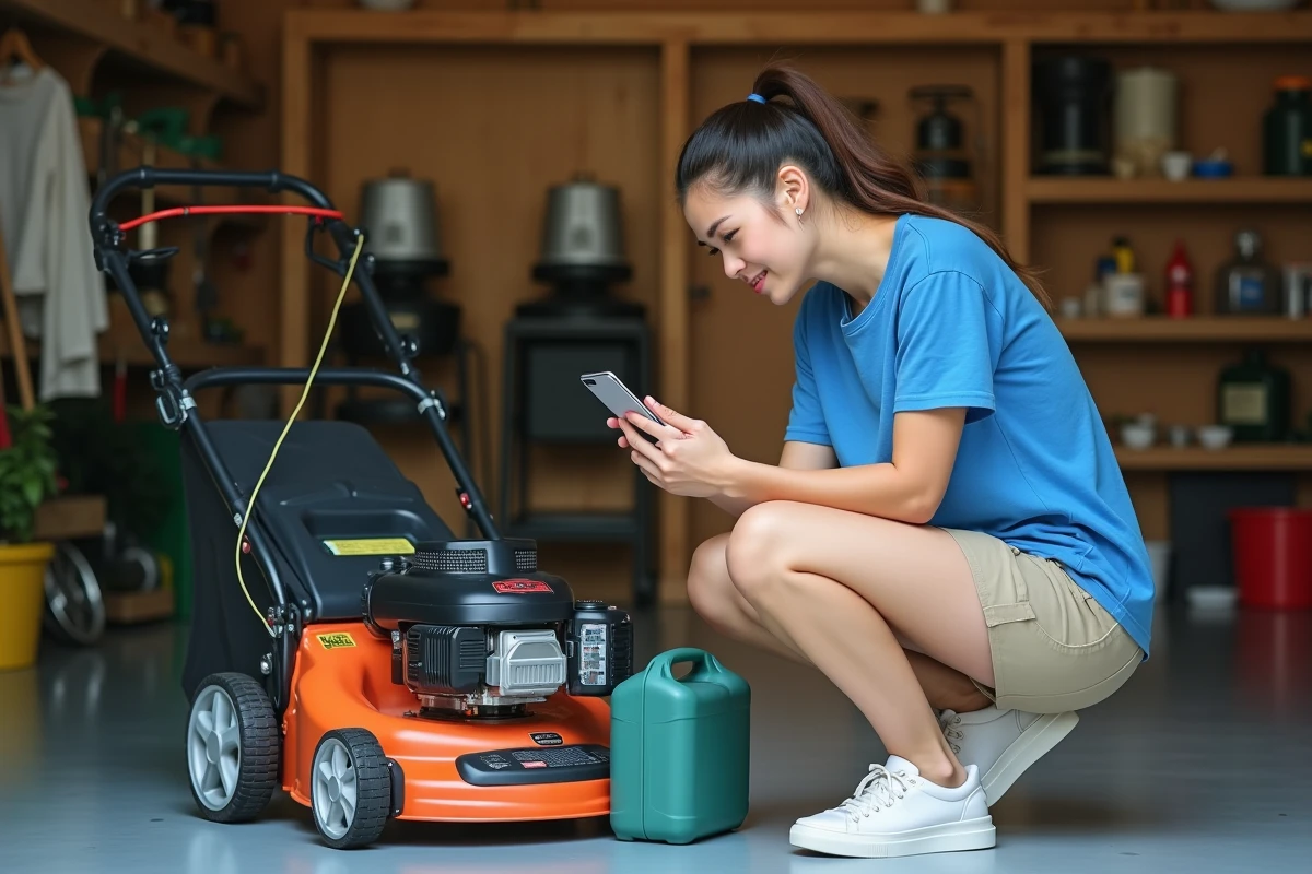 Jeune femme regarde son smartphone près d