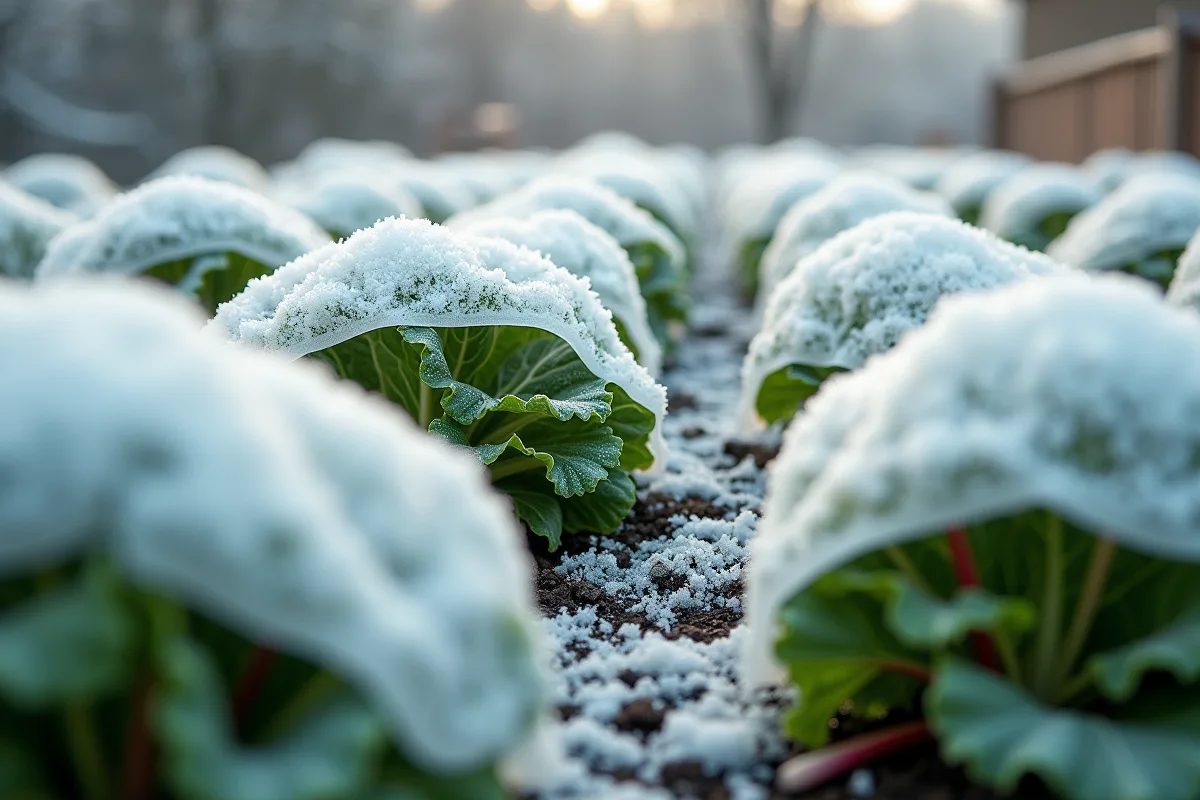 Blette protégée par un voile de jardin en hiver