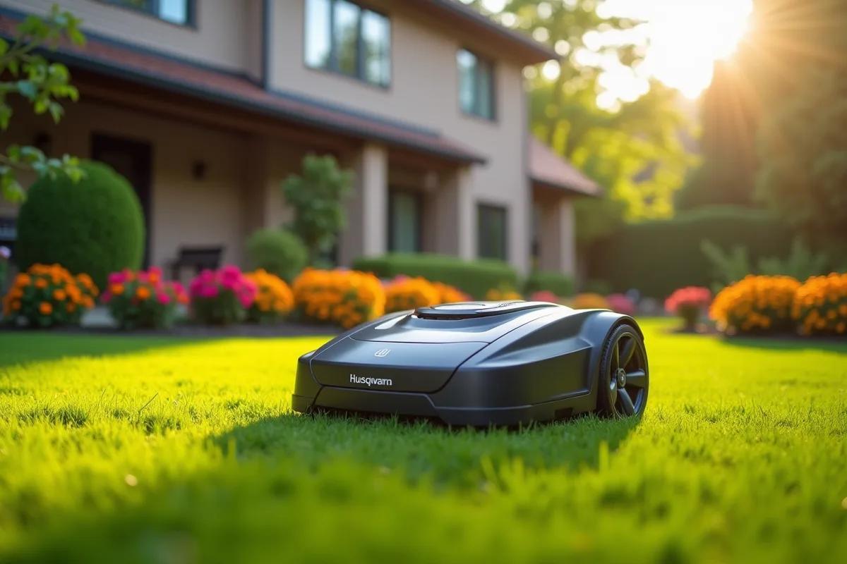 Comparaison des modèles de robots tondeuses Husqvarna dans un jardin