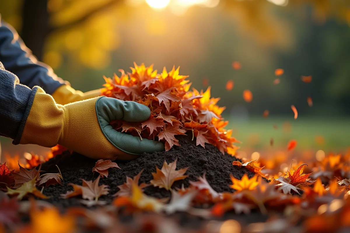 Broyage de feuilles mortes pour un compostage efficace au jardin