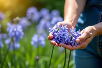 Agapanthe avec fleurs fanées et hampes florales à entretenir