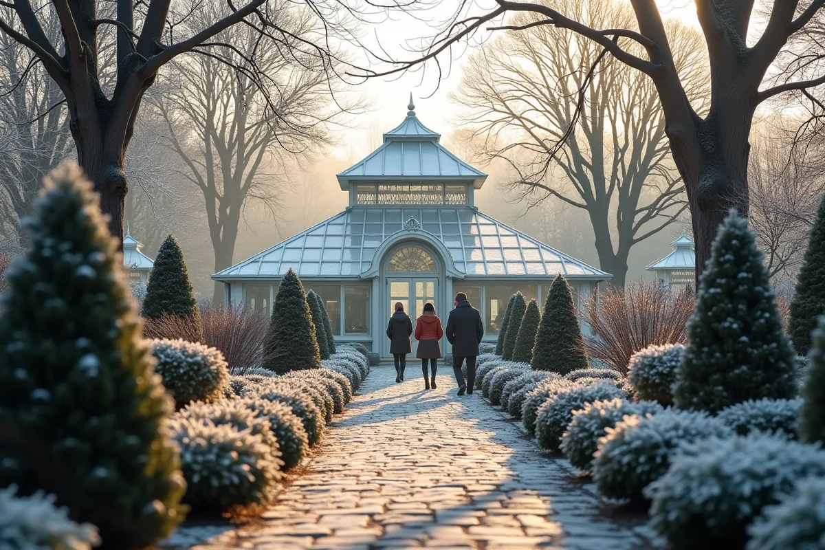 Jardin botanique de Bordeaux en hiver avec plantes variées
