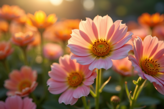 Jardin de fleurs avec des plantes dont le nom commence par U au matin