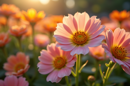 Jardin de fleurs avec des plantes dont le nom commence par U au matin