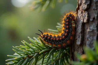Piège à chenilles processionnaires sur pin en gros plan
