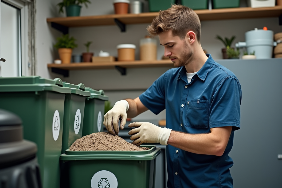 Jeune homme triant des billes d